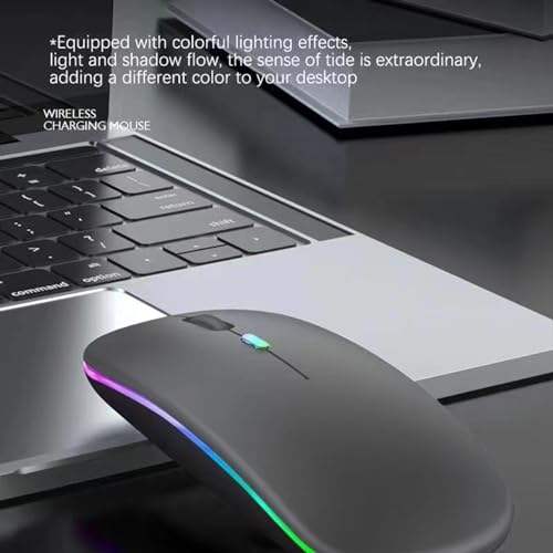 Guiheng 10 Pack Wireless Bluetooth Mouse,LED Dual Mode Rechargeable Silent Slim Laptop Mouse,Portable(BT5.2+USB Receiver) Dual Mode Computer Mice,for Laptop,Desktop Computer,Tablet,Phone,TV (Grey) - color: 10 pack grey