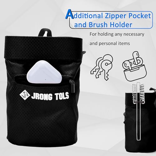 Chalk Bag for Rock Climbing Bouldering, Sealable Drawstring Closure, Capacious Zippered Pocket Athletic Chalk Bag with Waist Belt for Weightlifting, Gymnastics, Crossfit (Black/Orange)