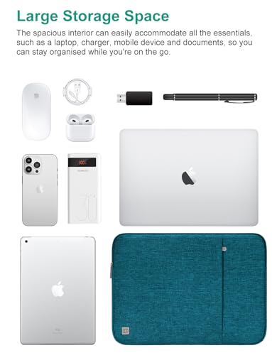 DOMISO Laptop Case Laptop Sleeve Cover for 16 inch MacBook Pro M4/M3/M2/M1 Pro/Max A3403 A3186 A2991 A2780 A2485 A2141,Compatible with 15.6 inch HP Lenovo Dell XPS 16,Teal - color: Teal, size: 15.6 inch