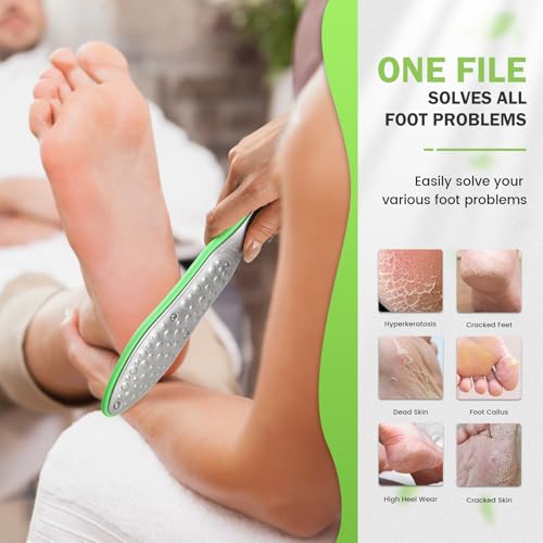 BEZOX Foot Scrubber for Dead Skin(1PCS) - Double Sided Feet File Callus Remover, Heavy Duty Stainless Steel Heel Scraper, Cracked Heel Repair - Green - style: Green