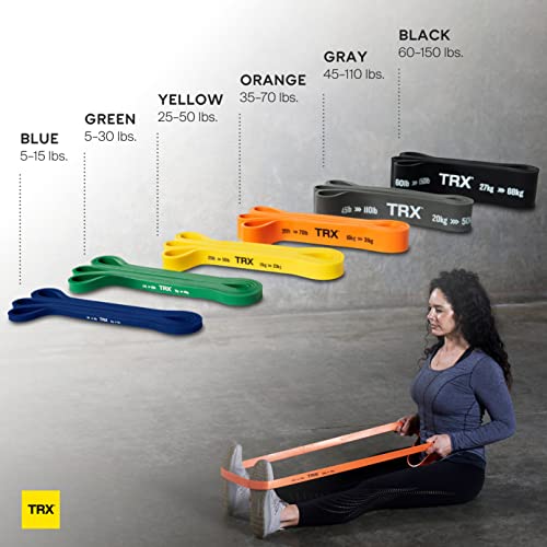 TRX Training Strength Band Set, Full-Body Resistance Bands for Home and Gym Use, Resistance Bands for Working Out - size: 5 lbs - 150 lbs (Pack of 6)