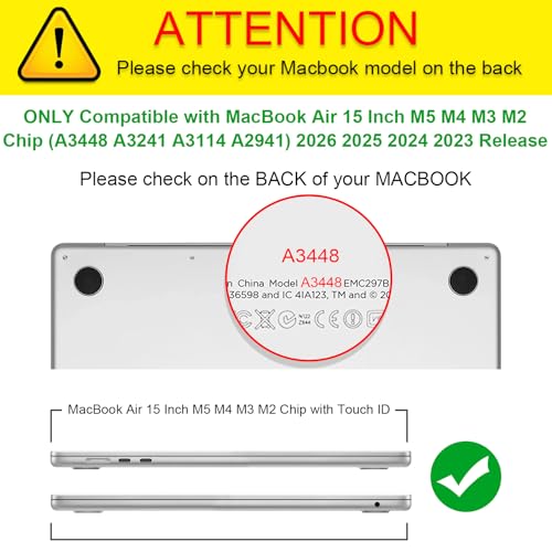Fintie Case for MacBook Air 15.3 A3448/A3241/A3114/A2941, Crystal Clear | 2023-2026, M2/M3/M4/M5, Snap-On Shell Cover, Full Port Access, Easy On/Off, Lightweight - color: Crystal Clear