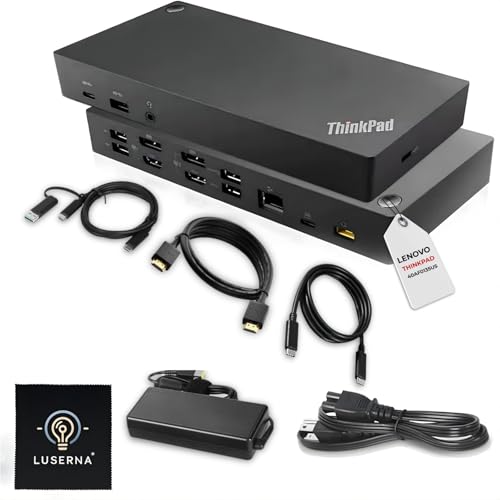 Lenovo 40AF0135US Thinkpad Docking Station Dual Monitor Hybrid USB-C with USB-A | Comes with 135W, HDMI, DP, USB C to A Cables (NEW)