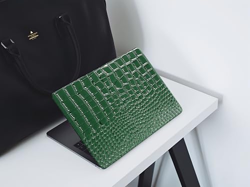 Crocodile Case for MacBook Air 13 inch M1 2022 2021 2020 2019 2018 A2337 A2179 A1932, Crocodile MacBook Air M1 Case, Aligator Skin Snakeskin PU Leather Hardshell & Keyboard Cover, Emerald Green - color: # Shiny Green Crocodile