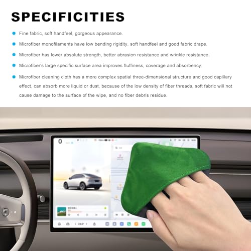 Ohleats 2 PCS Car Screen Cleaner, Microfiber Auto Screen Cleaning Pad, Foldable Touch Screen Cleaner Cloth for Vehicle Dashboard LCD Display, Car Cleaning Kits (Green&Gray) - color: Green&gray,2pcs