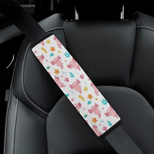 Universal Fit Seat Belt Cover for Adult Use, Stroller Pushchair High Chair, 2PCS White Axolotl Harness Pads Strap Shock Absorption - color: Pattern 437