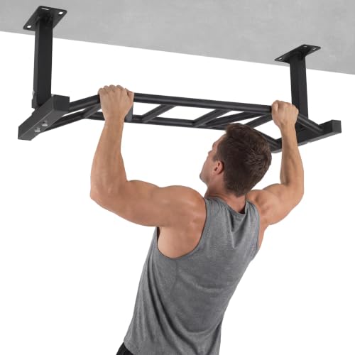 47 Inch Ceiling Mount Pull Up Bar Adjustable Height&Supports To 600 Lbs Heavy Duty Multi-Grip Chin Up Bar for Home Gym Workout Strength Training Equipment