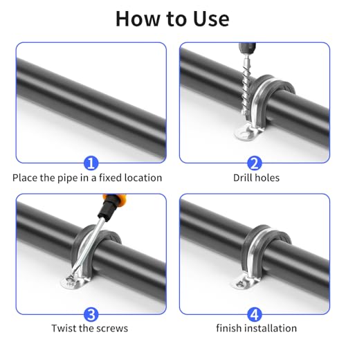 2 Inch Reinforced Rigid Pipe Strap, 2 Holes U Bracket Cable Clamp Hanger, Rubber Cushioned Insulated Clamp, Conduits Strap Clamps for Pipe Fixing on Various Surfaces, 10 PCS(50 mm) - size: 2 inch (10 pcs)
