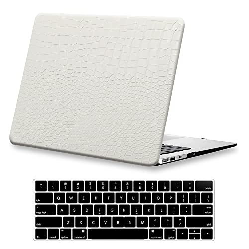 Crocodile Case for MacBook Air 13 inch 2026 M5, 2022-2025 M4/M3/M2 | Model A3449 A3240 A3113 A2681, Texture Crocodile Aligator Skin Snakeskin PU Leather Hardshell Case & Keyboard Cover, White - color: ## White Crocodile