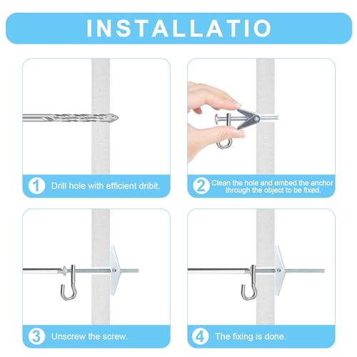 15 Pcs 1/4 Inch Toggle Bolts Heavy Duty Metal Drywall Anchors Kit | Dry Wall Anchors and Screws Kit for Hanging Lamps Heavy Items, Butterfly Anchors for Ceiling, Sheetrock, Hollow Wall - size: 1/4"-30pcs(15sets)