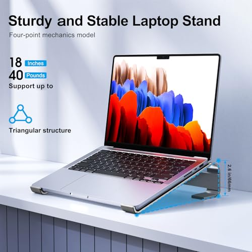 MOKURU Laptop Riser for Desk - Aluminum Ergonomic Computer Stand for Laptop Cooling - Compatible with MacBook Pro/Air, Dell, HP, Lenovo, 10-17.3'', Black - color: Black