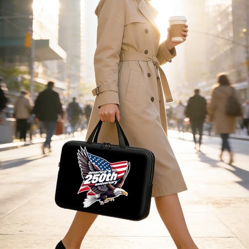 Laptop Bag 12 Inch,Resistant Shockproof Laptop Sleeve Case Protective Cover Carrying Case with Handle Compatible for HP Dell Lenovo Acer Asus Notebook Computer,America 250 Eagle Flag - color: America 250 Eagle Flag, size: 11-12.5 in