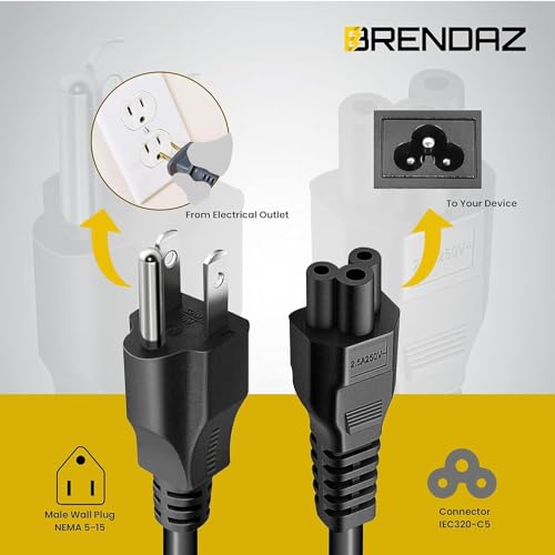 3 Prong Power Cord Replacement C5 Power Cable for Computers, TV, Monitors, Compatible with LG, Samsung, Dell, HP, Acer, Asus - NEMA 5-15P to C5 - Mickey Mouse Connector (3-Feet) - size: 3-Feet