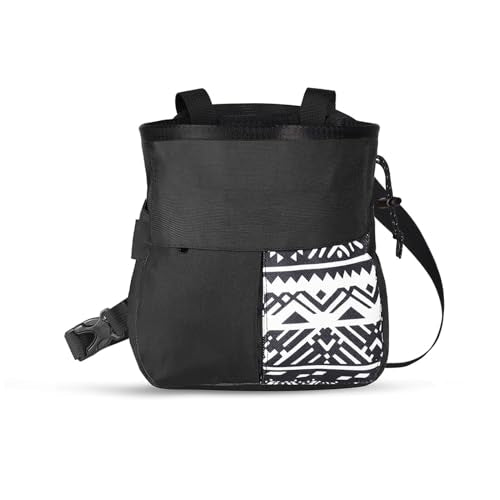 Mountaineering Chalk Bag, Large Capacity Sports Chalk Bag Holds 700g Powder, Wide Mouth Access, Trapezoidal Bottom, Dual Hanging Points for Rock Climbing Bouldering Training - size: Small Black