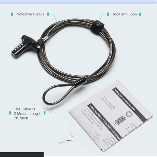 2 Pack Universal Laptop Combination Lock, 2M/6.6FT Laptop Locking Cable, 4-Digit Resettable Password Anti-Theft Heavy Duty Computer Lock, Security Locks for Laptops, Notebooks Weatherproof - color: password-2 pack black