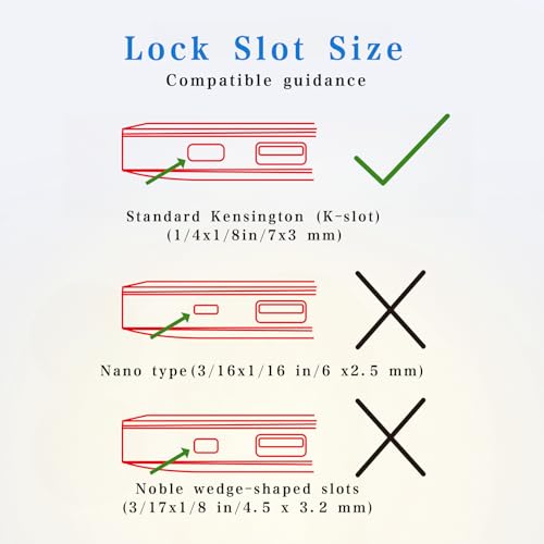 Laptop Lock, 6.6ft Anti-Theft Security Cable Lock, Heavy Duty Laptop Locking Cable for Lenovo, Asus, Acer & Other Notebooks and Tablets, 3x7mm Lock Hole, with 2 Keys Silve - color: silver-1pack