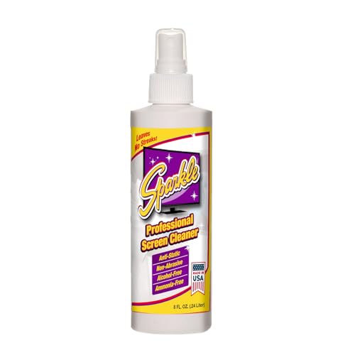 Sparkle Screen & Monitor Cleaner Spray, Ammonia & Alcohol-Free, Anti-Static, Streak-Free Formula for TVs, Laptops & Displays, 8 fl oz (Pack of 2) - size: 8 Fl Oz (Pack of 2)