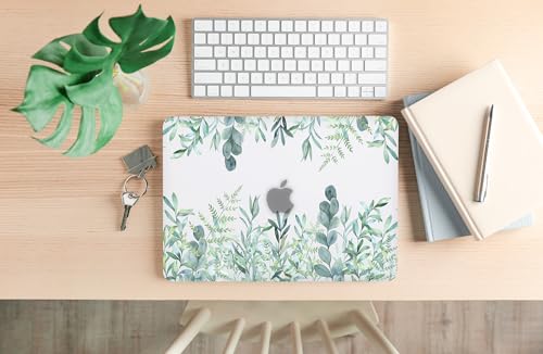 Case for MacBook Air 13 inch A1466 A1369 2010-2017 Release, 5 in 1 Matte Clear Hard Shell&Keyboard Cover&Screen Protector&Webcam Cover Compatible with Older Version Air 13.3 - Green Plants - color: Z Green Clear