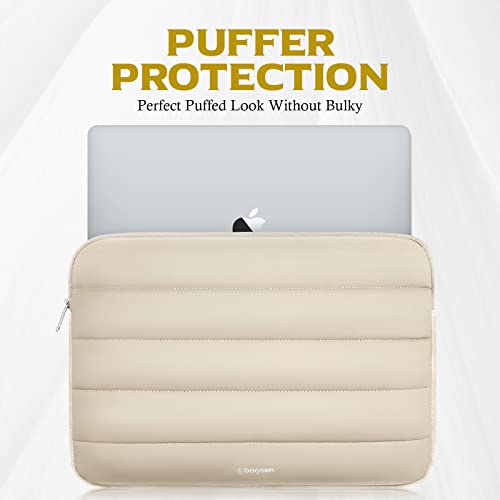 Bagasin 14-15.3 Inch Puffy Laptop Sleeve Case for MacBook Air 15.3 | Compatible with MacBook Air 15.3, MacBook Pro A1990 A1707, Dell XPS 15 Plus - color: Apricot yellow, size: 14