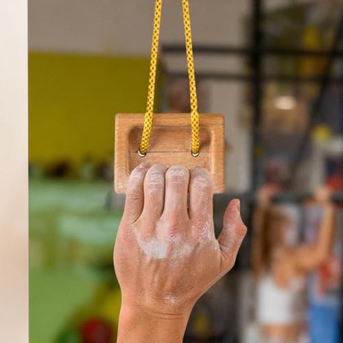 Fingerboard Rock Climbing, Portable Grip Enhancer for Athletes with Adjustable Rope, Natural Timber with Multiple Hold Depths, Hand Exerciser Doorway Playground Equipment for Bouldering Pair