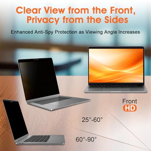 Magnetic Laptop Privacy Screen 16 Inch 16:10 Display- Removable Anti-Glare Blue Light Filter, Computer Privacy Screen Shield, Not for 16.1'' Laptops