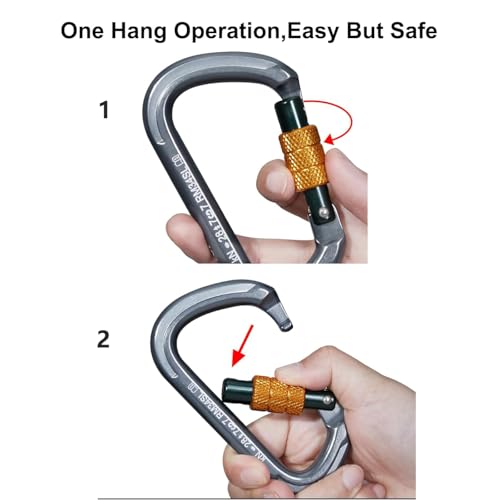Auto Locking Rock Climbing Carabiner Clips, Heavy Duty Asymmetrical Carabiner Connector Used for Rappelling Rescue Outdoor Climbing, Mountaineer, Hammock, Camping - color: 28KN（4pack）