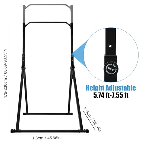 Foldable Pull Up Bar, Power Tower Workout Dip Station Height Adjustable Pull Up Bar for Home, Multifunction Fitness Tower Station Gym Training Equipment