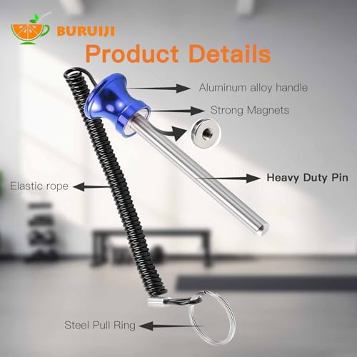 Universal Magnetic Weight Stack Pin with Pull Rope - Gym Pin for Weight Stack Machines | Commercial & Home Gym Accessories | Replacement Weight Pins for Strength Training Equipment - color: Blue