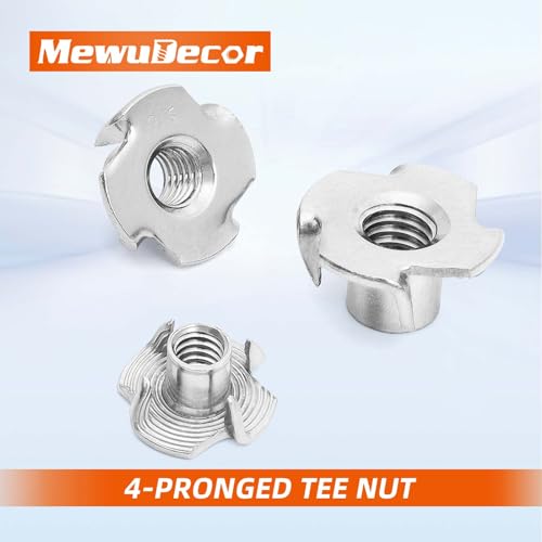 5/16"-18 T-Nut, 6/16" Barrel Length, 304 Stainless Steel Threaded Insert, 4-Pronged Tee Nut for Wood, Rock Climbing Holds, Cabinetry, Furniture, 25 PCS - size: 5/16"-18
