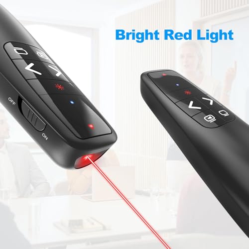 (4 Units) Presentation Clicker for PowerPoint, Wireless Presenter Remote | Ergonomic PowerPoint Remote Clicker with Red Laser Pointer for Computer Laptop/Windows/Mac/PPT/Google Slides Advancer - style: 4 Units