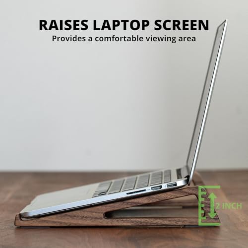 muso wood Laptop Stand for Desk, Walnut Laptop Riser, Ergonomic Wooden Laptop Ventilated Stand with 10 to 17.3 Inches Notebook PC Computer - Walnut