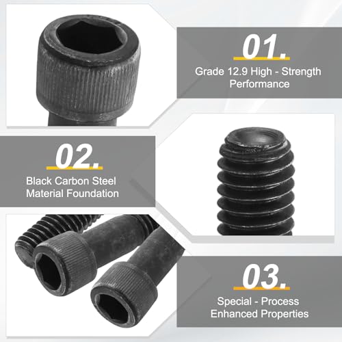 PATIKIL 3/8"-16 x 2-1/2 Socket Head Cap Screws Bolts, 10Pcs Carbon Steel Hex Head Metric Screws for Door Road Bicycle Mountain Bike Auto Ship Communication Equipment, Black - size: 3/8"-16 x 2-1/2