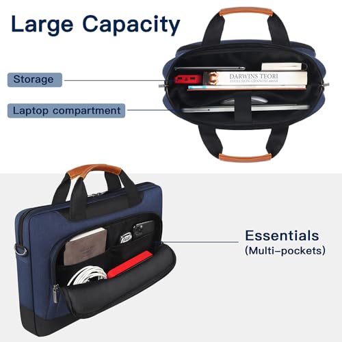 DOMISO 13.5-14 Inch Laptop Bag Business Briefcase Notebook Carrying Case Shoulderbag for MacBook Pro 14 Inch 2021 Model A2442 with M1 Pro/ M1 Max Chip & Touch ID,Blue - color: Blue, size: 13.5 - 14 Inch