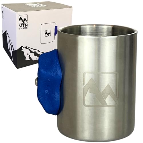 Rock Climbing Mug with Real Crimp Handle - 12oz Stainless Steel Pinch Hold Mug Climber Gift (Blue) - color: Blue