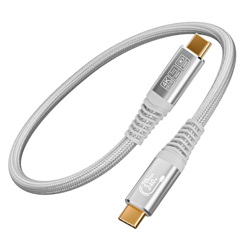usbc to usbc Monitor Cable,USB 3.2 USB c Data Transfer Cable 20Gbps 4K@144Hz Video Cable 240W Charging for iPhone 16,S25,Tablet,Laptop USB C Monitor Video Display Cable White (5FT/1.5M) - size: 5FT/1.5M