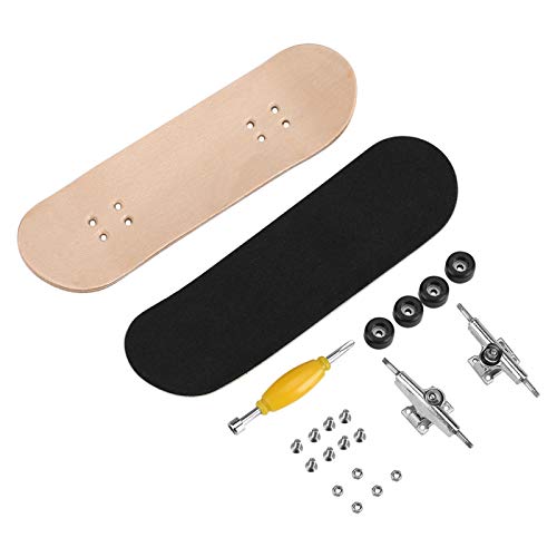 HURRISE Wooden Finger Skateboard for Kids Adults - Mini Maple Alloy Fingerboard Stress Relief Toy Black Gift Box, Finger Board - color: Black