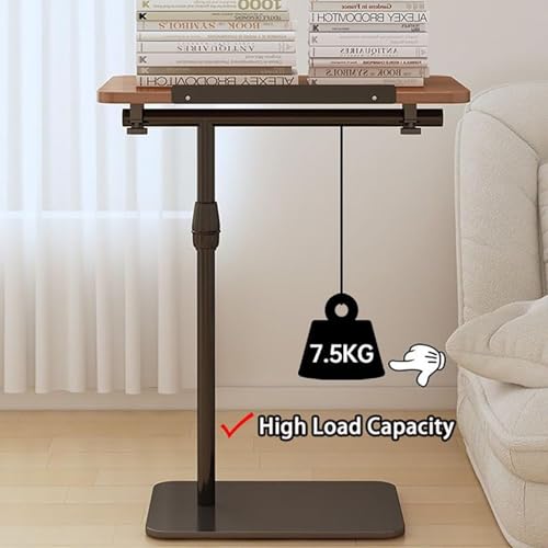 Overbed Bedside Table with Wheels, Height Adjustable Side Table 60-80cm Height Tilting Desktop C Shape Sofa Side Table Hospital Bed End Table Laptop Table for Home and Hospital Use A - color: A