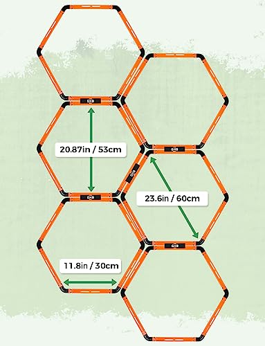 GHB Agility Ladder 1 Pack and Hex Agility Rings 1 Pack 12 Rung 20ft with 3 Carrying Bag