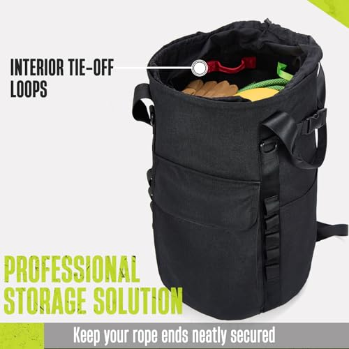 Arborist Rope Bag, 35L Tree Climbing Rope Bag, Arborist Equipment Bucket Backpack, Arborist Gear Carrier Bag with Side Pockets, Tough Rock Climbing Backpack, Rock and Tree Climbing Gear - color: Yellow