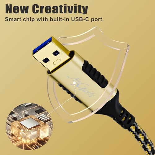 USB to Ethernet Cable 1 FT, USB-A 3.0 to RJ45 Cable, FTP, 1Gbps High-Speed-Shielded LAN Network Cable, Directly Connected, Compatible with Laptop, PC, MacBook, Switch, Windows, macOS, Linux - size: 1FT
