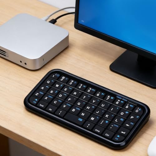 Mini Wireless Bluetooth Keyboard, BT Wired Dual Mode, 300mAh, Silent Slim Design, Compact Keyboard for Phone Tablet Laptop PC, Portable for Travel Home Business (Backlit Black)