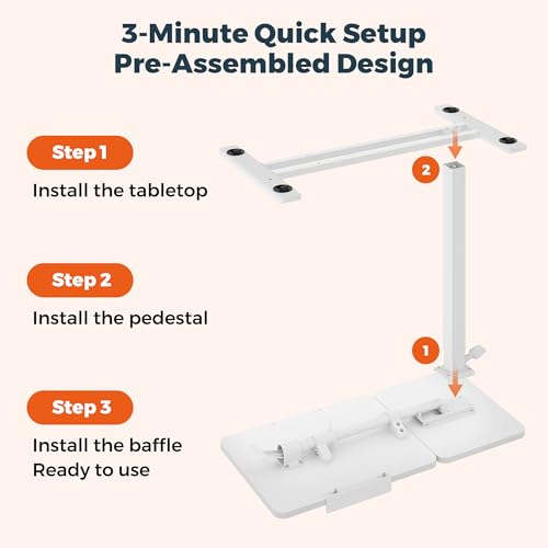 28''Pneumatic Overbed Tilting Bedside Table,Small Desk with Wheels | 27.6"x15.7" White Single-Side Flip Tabletop,Hospital Medical Bedside Table,Overbed Table with Wheels,Small Standing Desk - color: White, size: Small