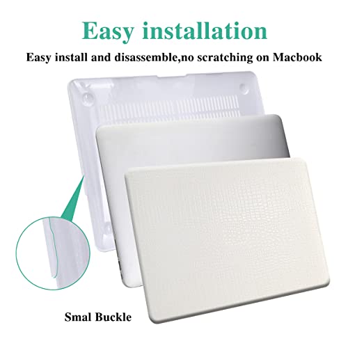 Case for Crocodile MacBook Pro 14 inch 2026 2025-2021 M5 M4 M3 M2 M1, White | Crocodile Skin Alligator Leather Hard Case+Keyboard Cover (Model A3427 A3426 A3434 A3112 A3185 A3401 A2918 A2992 A2779 A2442) - color: # Crocodile White