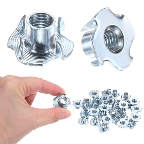 M METERXITY 100-Pack M8x11mm T-nut, 4-Pronged Tee Nut Threaded Insert | Carbon Steel, for Wood, Rock Climbing Holds, Furniture, Corrosion Resistant Fasteners - size: M8x11mm