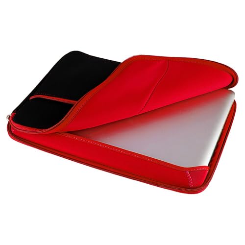 13 Inch Laptop Carrying Sleeve Neoprene Water Resistant Bag with Accessories Pocket-Compatible with AirBook 13 (Red) - color: Black/Red