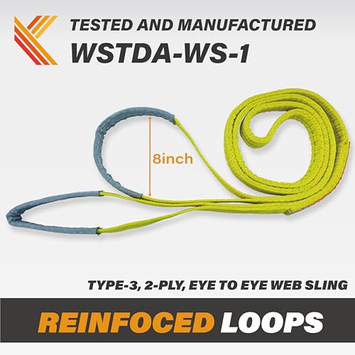 2-Ply Lifting Sling Straps 1”x 4ft - 3100lbs Vertical Capacity Heavy Duty Flat Eye Lift Sling, for Rigging Moving Towing Hoisting -2Pack - Kodiak Straps - color: 2 PACK, size: 1inch x 4ft