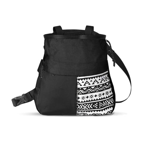 Mountaineering Chalk Bag, Large Capacity Sports Chalk Bag Holds 700g Powder, Wide Mouth Access, Trapezoidal Bottom, Dual Hanging Points for Rock Climbing Bouldering Training - size: Large Black