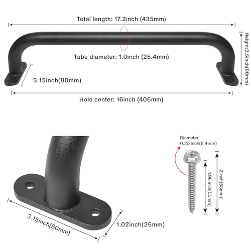 17 Inch Black Indoor Monkey Bars Ladders Playground Handles 6 Pack | Heavy Duty Solid Metal, Non-Slip Matte Powder Coated, Comfy Secure Handle Bar, Outdoor Playset Climbing Frame Jungle Gym - color: Black