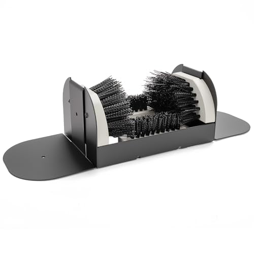 Boot Scrubber with 2 Footboards, No Mounting Required | Outdoor Heavy-duty boot scraper remove mud, dirt & debris. for Entryway work boots, garden & garage. - color: Boot Scraper With Footboard