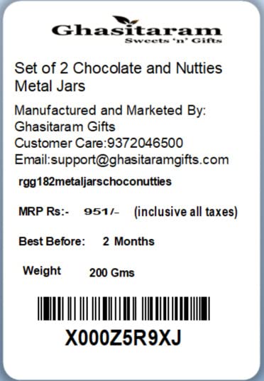 Ghasitaram Gifts Diwali Gifts Diwali Chocolate - Set of 2 Chocolate and Nutties Metal Jars